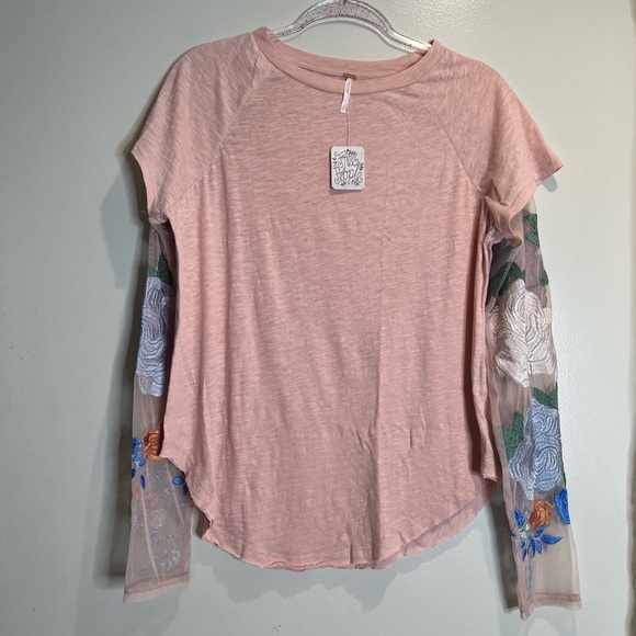 Free people Take Me Away embroidered Twofer Tee T Shirt top - Picture 3 of 7